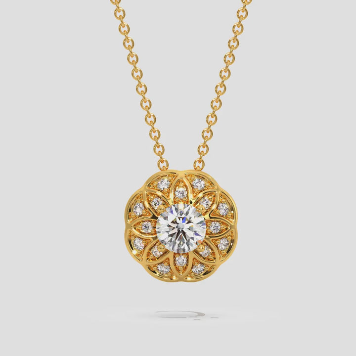 Solitaire flower pendant