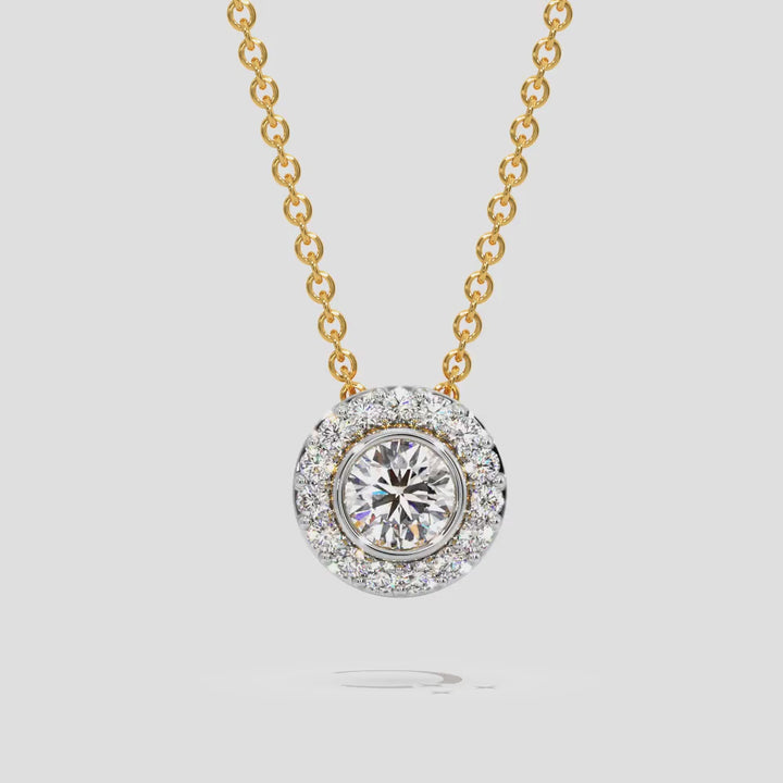 Solitaire halo necklace